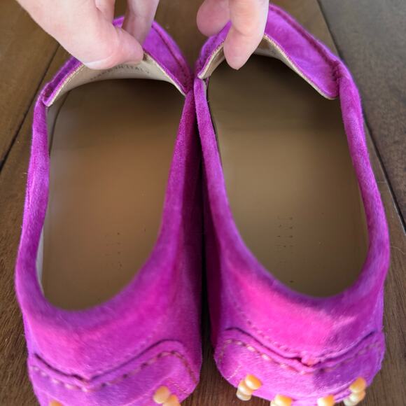 M. Gemi Felize Pink Suede Leather Slip-on Moccasins Flat Sz 38 Italian Handmade - Picture 10 of 16